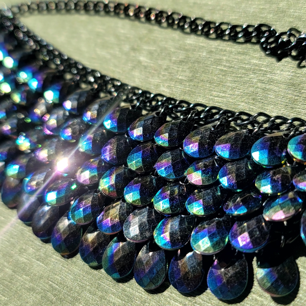 Iridescent Black Statement Necklace